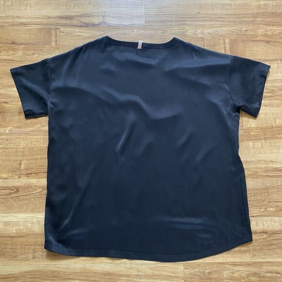 Lunya Black 100% Washable Silk Pajama Pants Short Sleeve Set Oversized Large - Picture 11 of 16